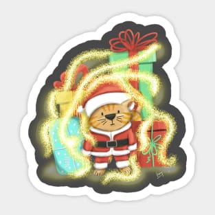 Kitty Santa Sticker